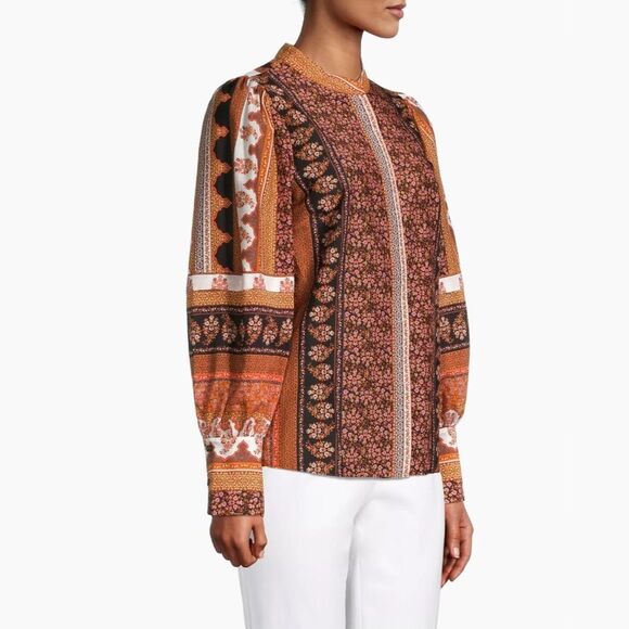 Kobi Halperin Amy Printed Silk Blouse, NWT, Size L - Picture 3 of 8